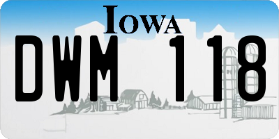 IA license plate DWM118