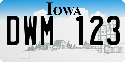 IA license plate DWM123