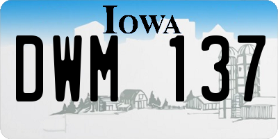 IA license plate DWM137