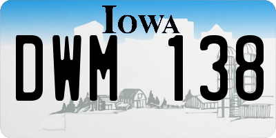 IA license plate DWM138