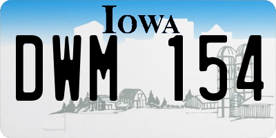 IA license plate DWM154