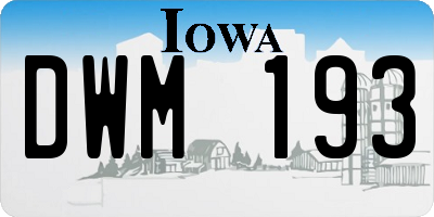 IA license plate DWM193