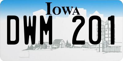 IA license plate DWM201