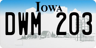 IA license plate DWM203