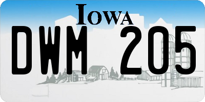IA license plate DWM205