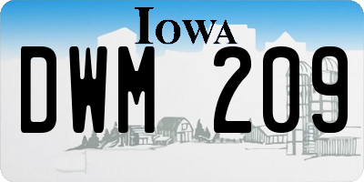 IA license plate DWM209