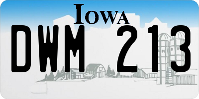 IA license plate DWM213