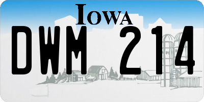 IA license plate DWM214