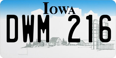 IA license plate DWM216