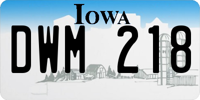 IA license plate DWM218