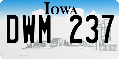 IA license plate DWM237