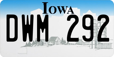IA license plate DWM292