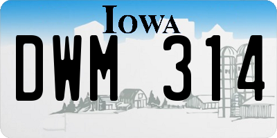 IA license plate DWM314