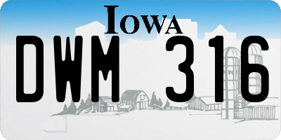 IA license plate DWM316
