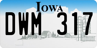 IA license plate DWM317