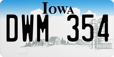 IA license plate DWM354