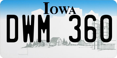 IA license plate DWM360