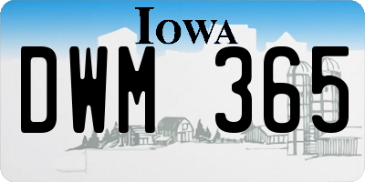 IA license plate DWM365