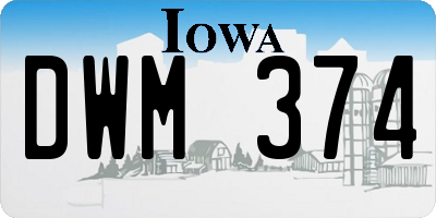 IA license plate DWM374