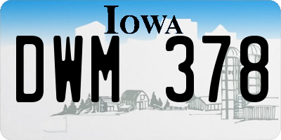 IA license plate DWM378