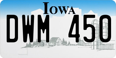 IA license plate DWM450