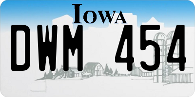 IA license plate DWM454