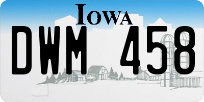 IA license plate DWM458