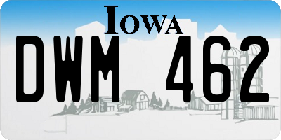 IA license plate DWM462