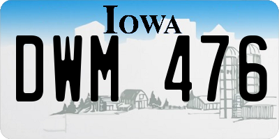 IA license plate DWM476