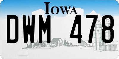 IA license plate DWM478