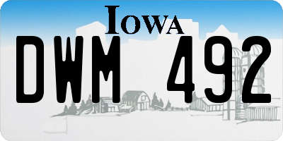 IA license plate DWM492