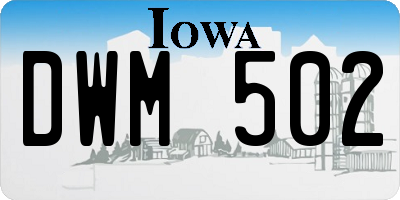IA license plate DWM502