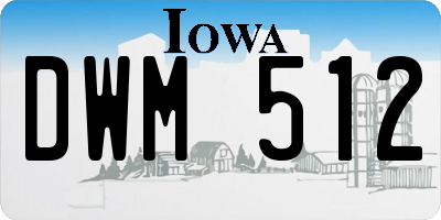 IA license plate DWM512