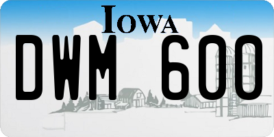 IA license plate DWM600