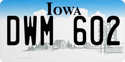 IA license plate DWM602