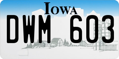 IA license plate DWM603
