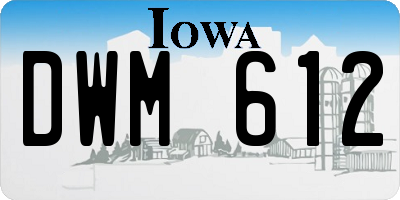 IA license plate DWM612