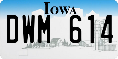 IA license plate DWM614