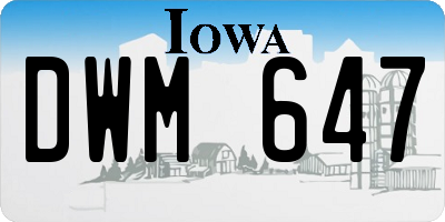IA license plate DWM647