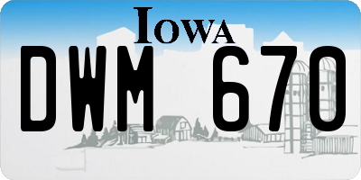 IA license plate DWM670