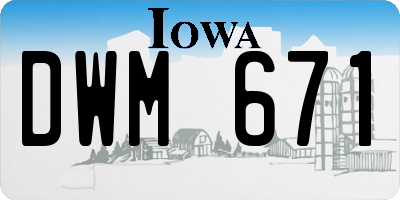 IA license plate DWM671