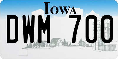 IA license plate DWM700