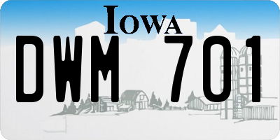 IA license plate DWM701