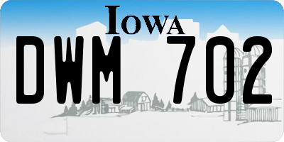 IA license plate DWM702