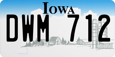 IA license plate DWM712