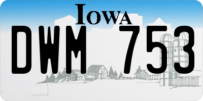 IA license plate DWM753