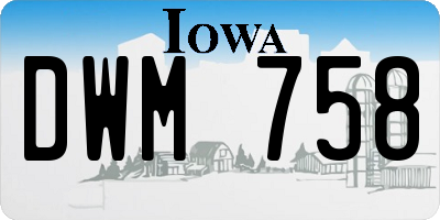IA license plate DWM758