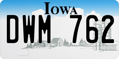 IA license plate DWM762
