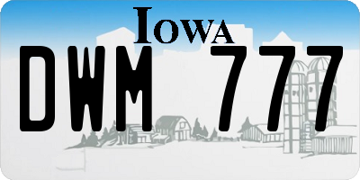 IA license plate DWM777