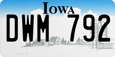 IA license plate DWM792